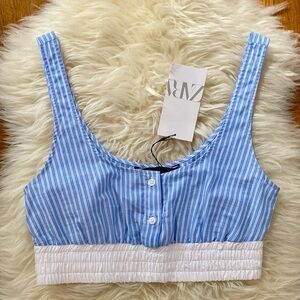 Zara Blue and White Striped Crop Top